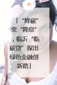 “降碳”变“降息”，临沂“临碳贷”探出绿色金融创新路