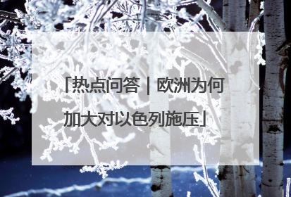 热点问答｜欧洲为何加大对以色列施压