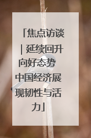 焦点访谈｜延续回升向好态势 中国经济展现韧性与活力