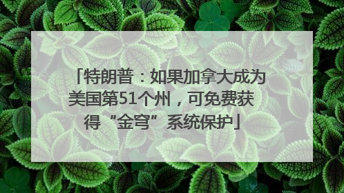 特朗普：如果加拿大成为美国第51个州，可免费获得“金穹”系统保护