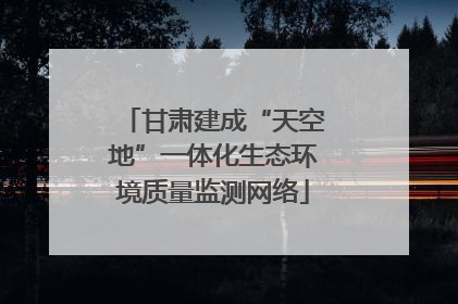 甘肃建成“天空地”一体化生态环境质量监测网络