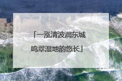 一泓清波润东城 鸣翠湿地韵悠长