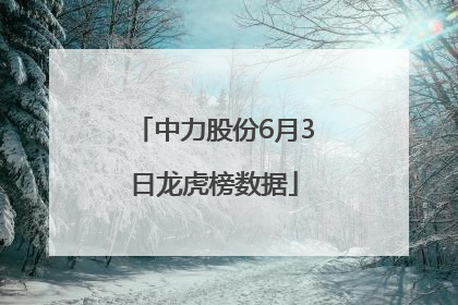 中力股份6月3日龙虎榜数据