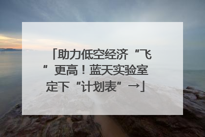 助力低空经济“飞”更高！蓝天实验室定下“计划表”→