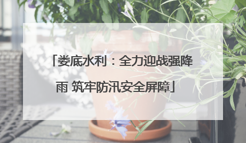 娄底水利：全力迎战强降雨 筑牢防汛安全屏障