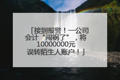 接到报警！一公司会计“闯祸了”，将10000000元误转陌生人账户！