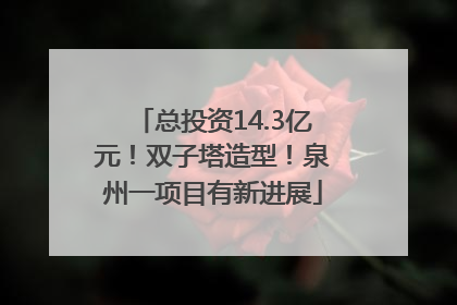 总投资14.3亿元！双子塔造型！泉州一项目有新进展