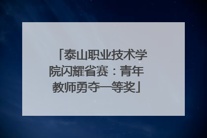 泰山职业技术学院闪耀省赛：青年教师勇夺一等奖