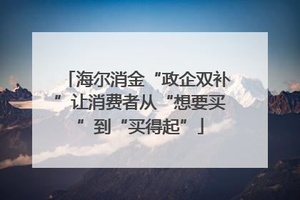 海尔消金“政企双补”让消费者从“想要买”到“买得起”