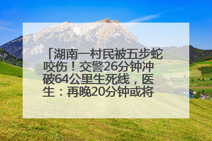 湖南一村民被五步蛇咬伤！交警26分钟冲破64公里生死线，医生：再晚20分钟或将呼吸肌麻痹
