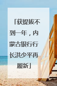 获提拔不到一年，内蒙古银行行长洪少平再履新