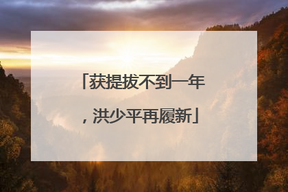 获提拔不到一年，洪少平再履新