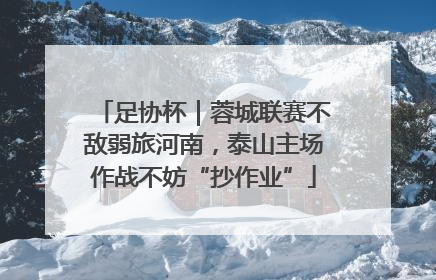 足协杯｜蓉城联赛不敌弱旅河南，泰山主场作战不妨“抄作业”
