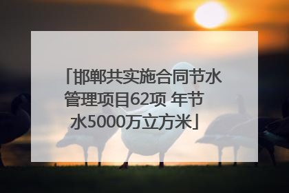 邯郸共实施合同节水管理项目62项 年节水5000万立方米