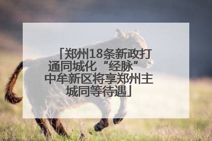郑州18条新政打通同城化“经脉” 中牟新区将享郑州主城同等待遇