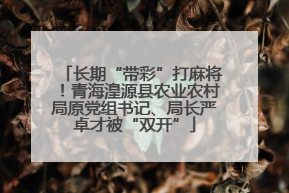 长期“带彩”打麻将！青海湟源县农业农村局原党组书记、局长严卓才被“双开”