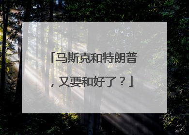 马斯克和特朗普，又要和好了？