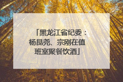 黑龙江省纪委：杨昆尧、宗刚在值班室聚餐饮酒